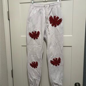 White maple leaf sweatpants